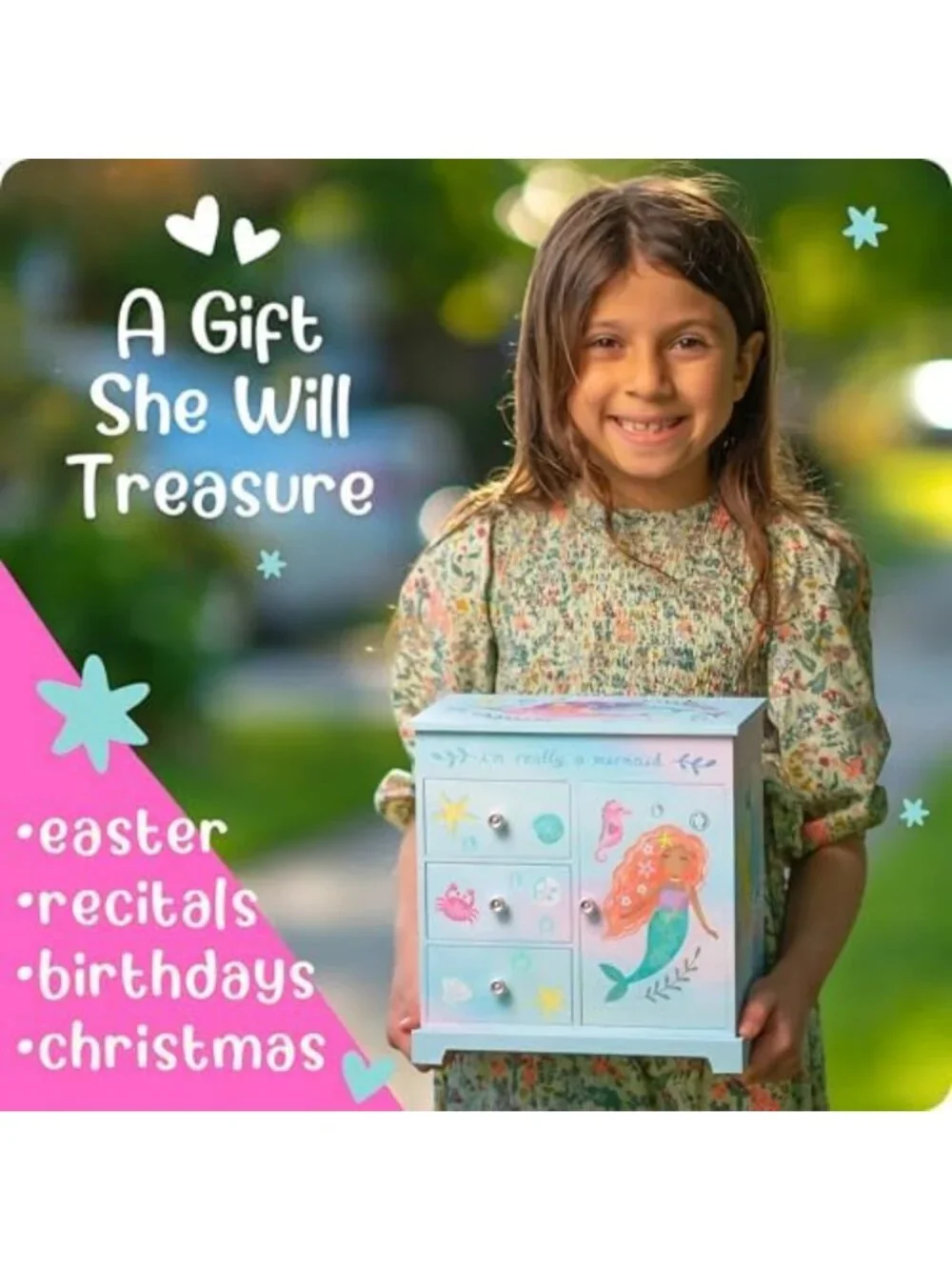 Musical Mermaid Jewelry Box for Girls - Enchanting Gift with Twinkling Lights